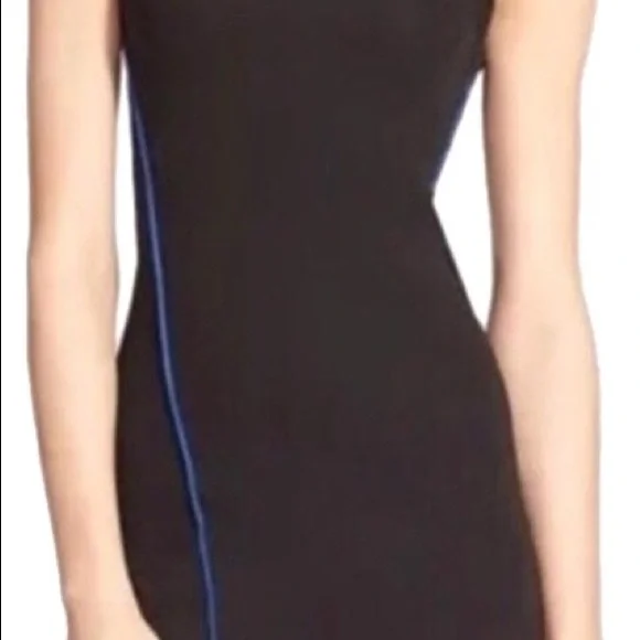 Alexander Wang Black Bodycon Dress with Blue Diagonal Stripe - Picture 3 of 3